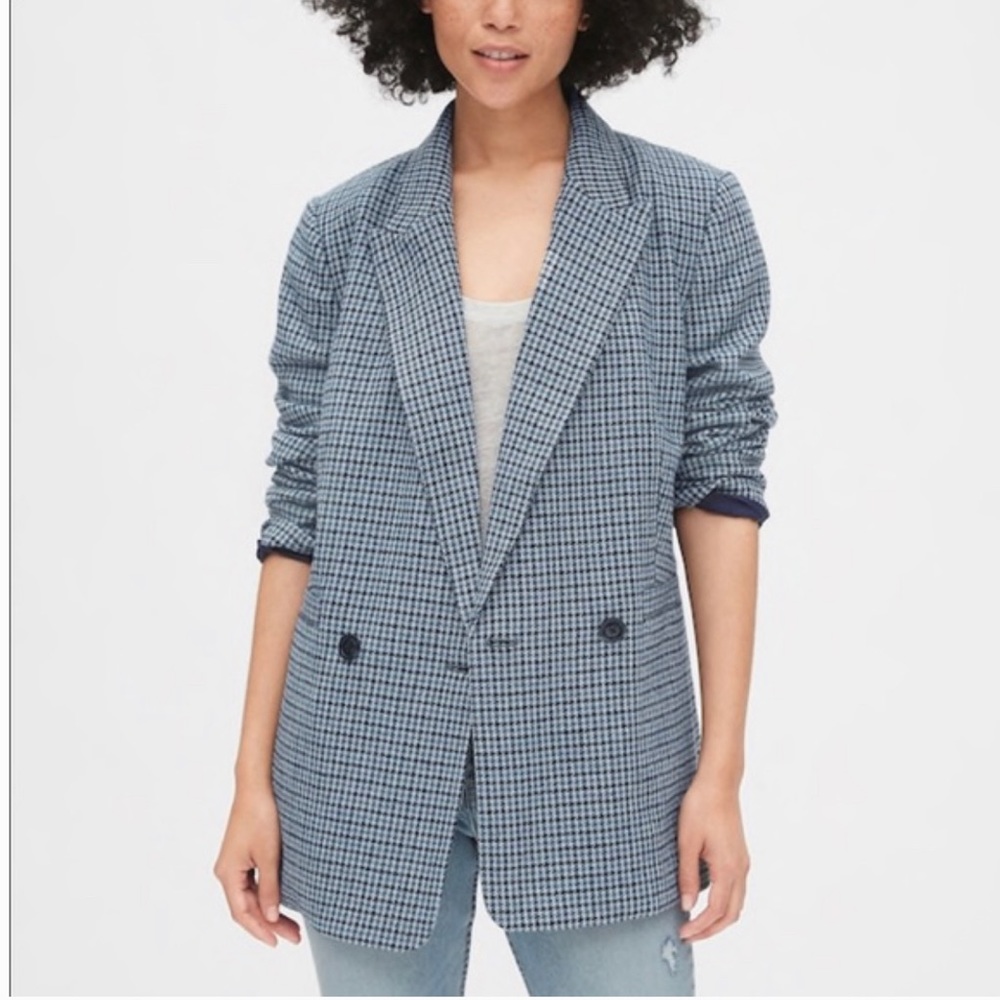 GAP Navy Houndstooth Girlfriend Blazer